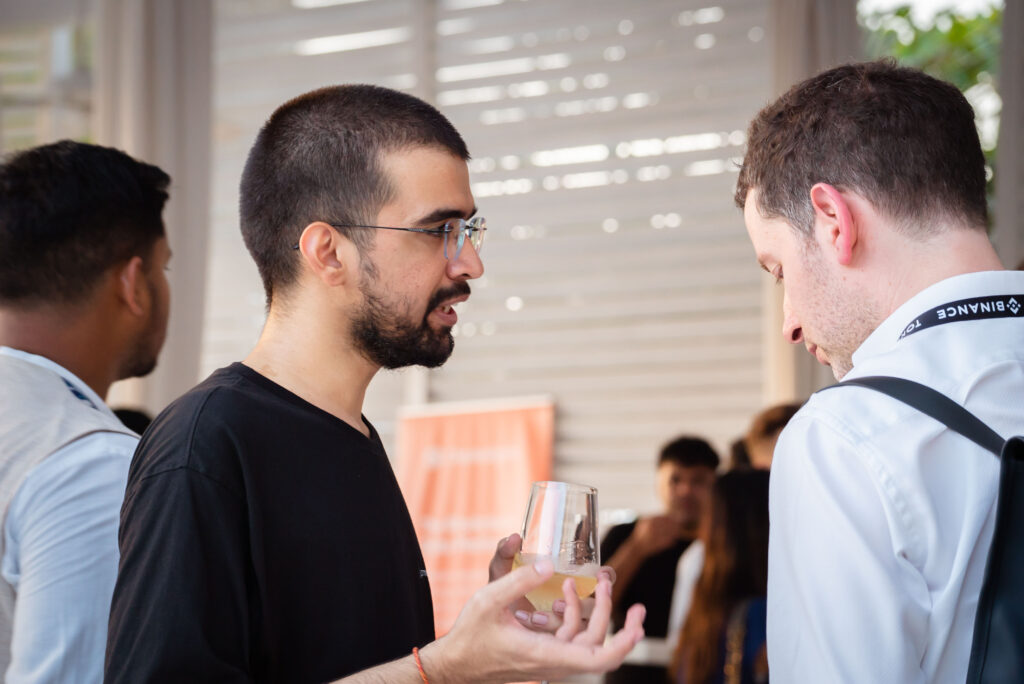 Image of two guests talking in dubai, Event Staffing