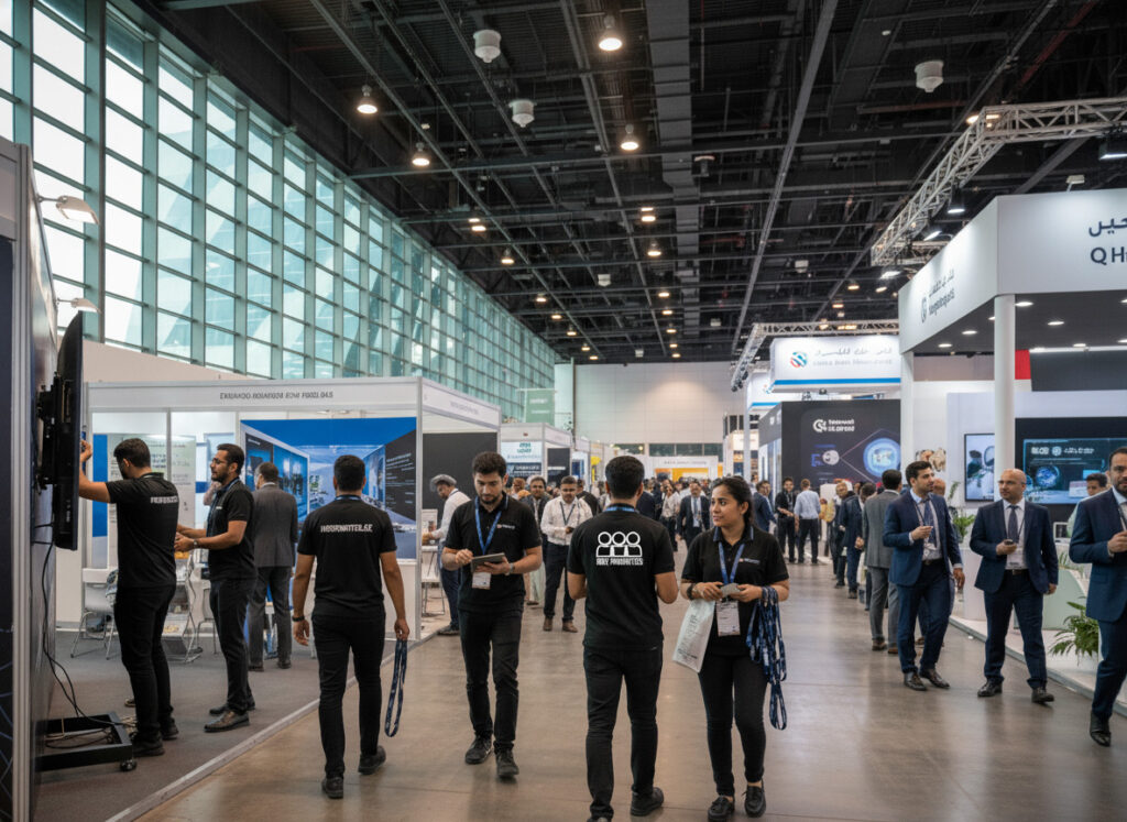 Hire promoters UAE team working at Gitex trade center dubai DWTC